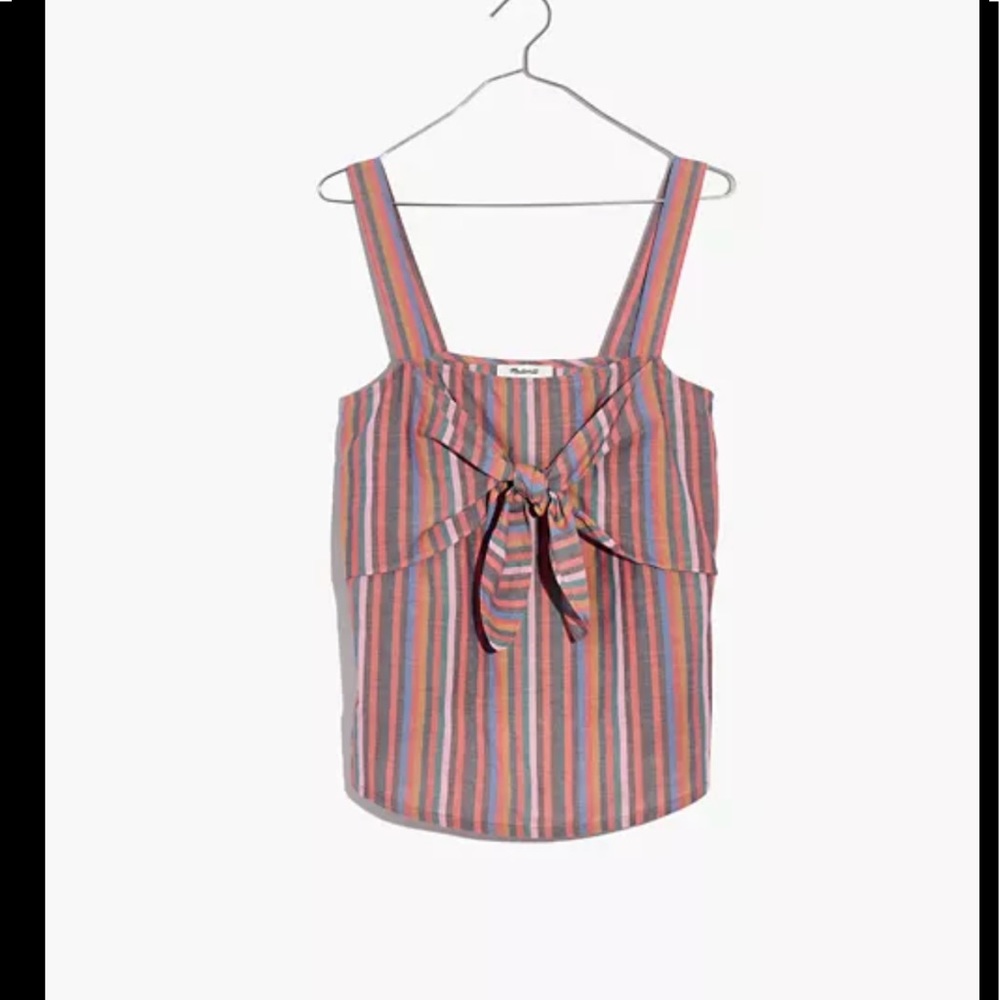 Madewell Front-Tie Cami Top in Rainbow Stripe